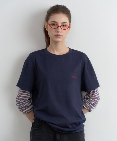 LAYERED STRIPE T-SHIRT NAVY