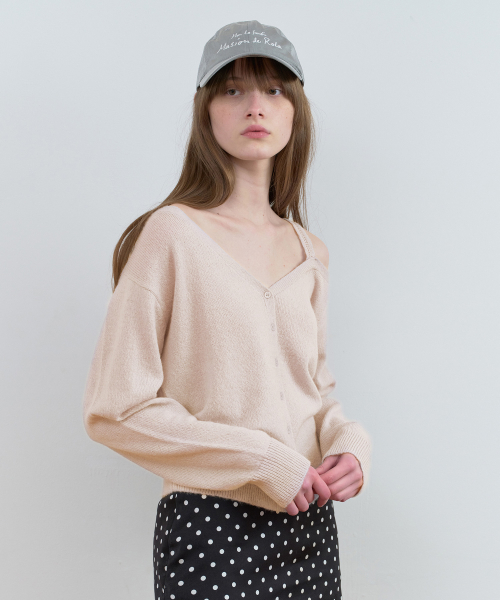ONE OFF SHOULDER CARDIGAN L/PINK