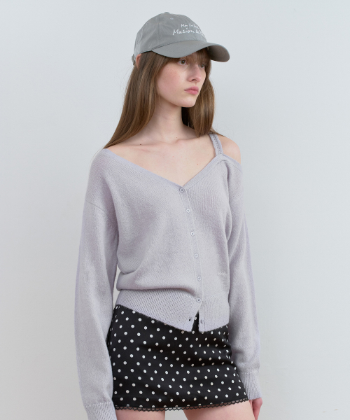 ONE OFF SHOULDER CARDIGAN L/GRAY