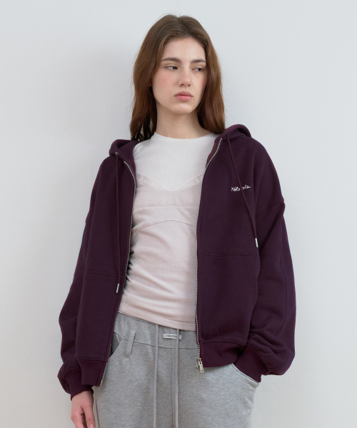 SIMPLE LOGO HOOD ZIP-UP VIOLET