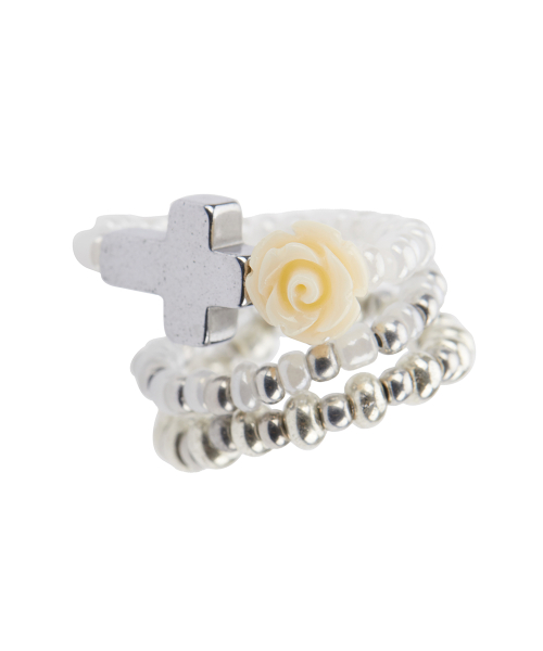 EL CROSS ROSE LAYERED RING(IVORY)