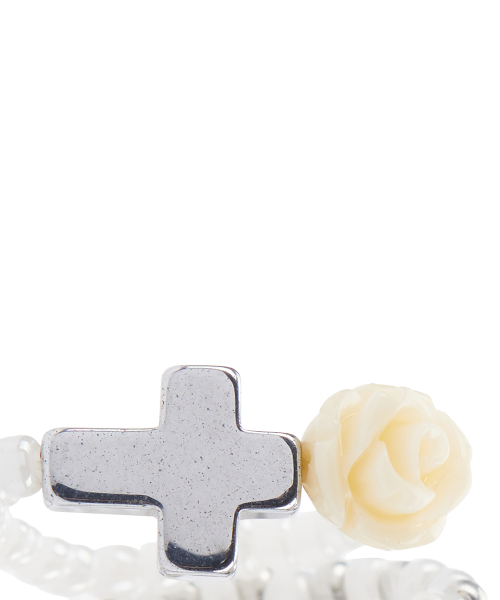 EL CROSS ROSE LAYERED RING(IVORY)
