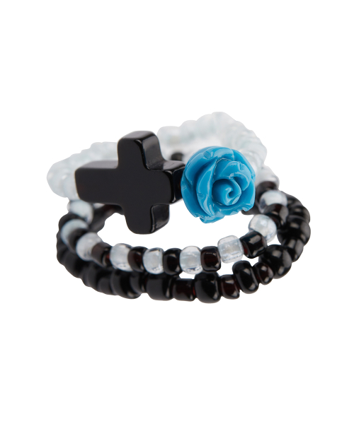 EL CROSS ROSE LAYERED RING(BLUE)