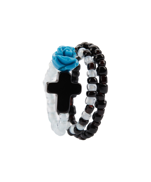 EL CROSS ROSE LAYERED RING(BLUE)