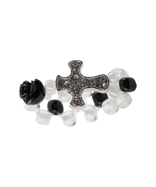 EL CUBIC CROSS RING(BLACK)