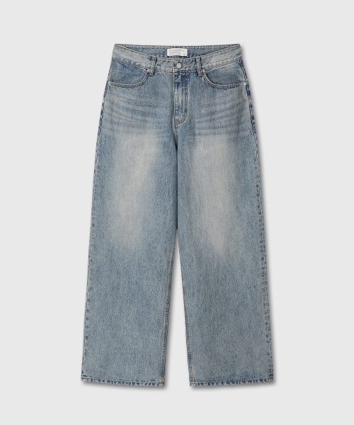 W LOOSED WIDE DENIM PANTS (WASHED BLUE)