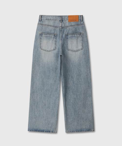 W LOOSED WIDE DENIM PANTS (WASHED BLUE)