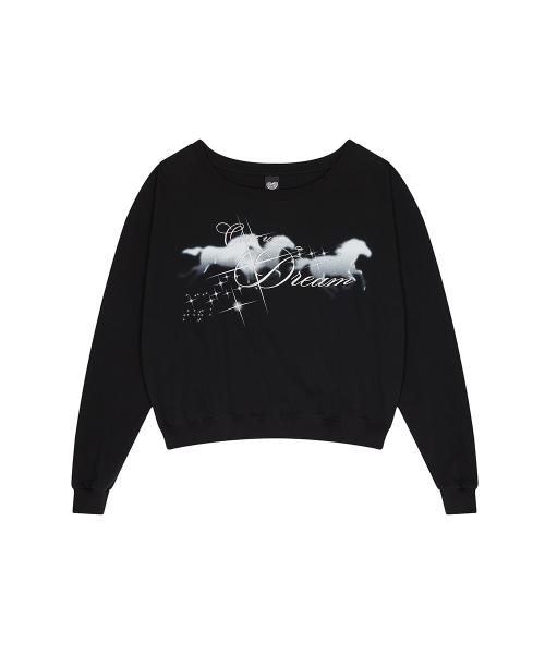 EL HORSE ONE-SHOULDER TEE(BLACK)