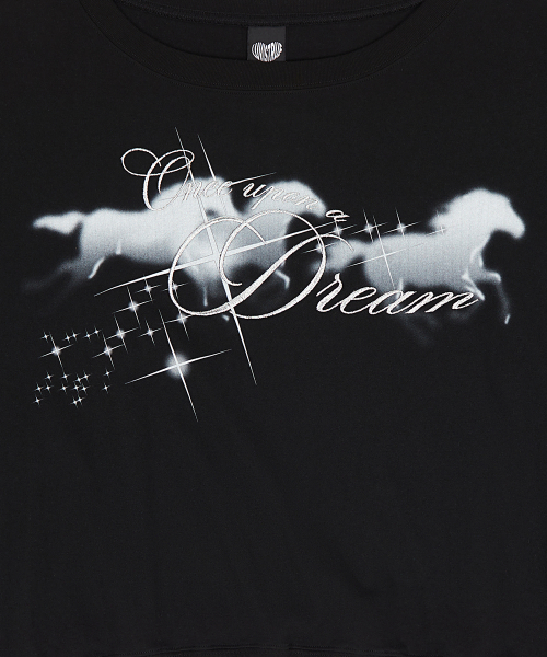 EL HORSE ONE-SHOULDER TEE(BLACK)