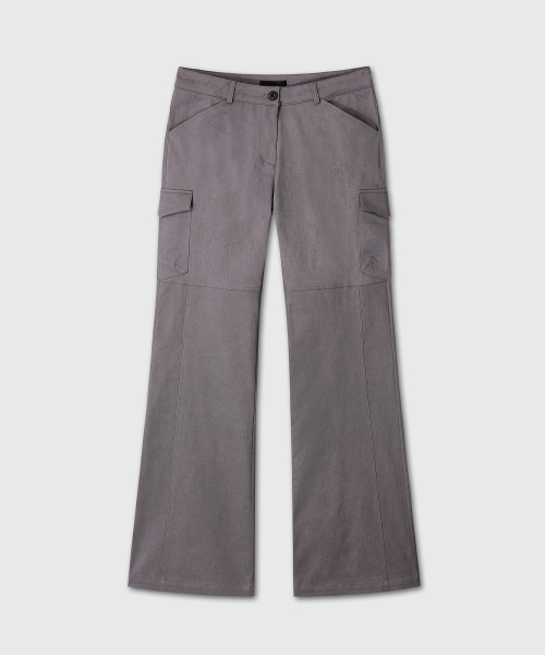 COTTON SPAN FLARE PANTS (GRAY)
