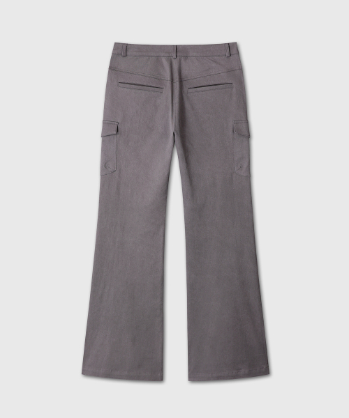 COTTON SPAN FLARE PANTS (GRAY)