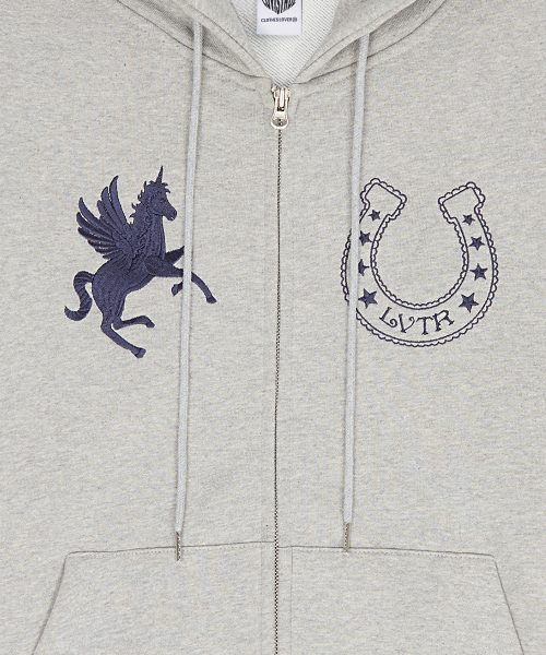 EL UNICORN HOOD ZIP UP(GRAY)