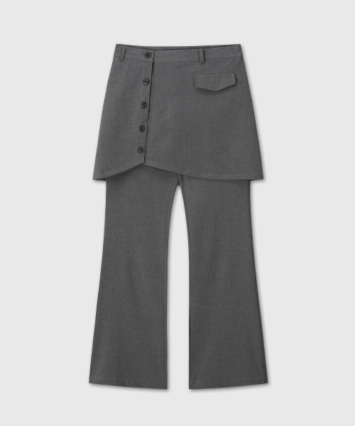 2WAY BUTTON DETAIL SKIRT PANTS (GRAY)