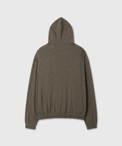 SLUB TEXTURE HOOD ZIP-UP (KHAKI)