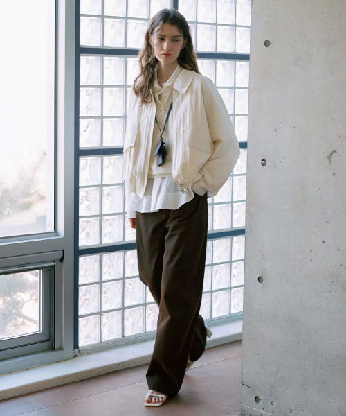Cotton Bomber Jacket[LMBFSPJK109]-Ivory