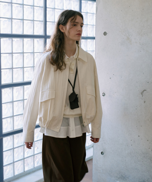 Cotton Bomber Jacket[LMBFSPJK109]-Ivory
