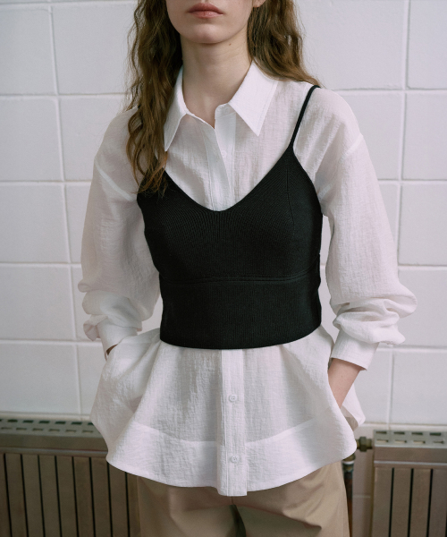 Sheer Peplum Shirt[LMBFSPSH317]-Off-White