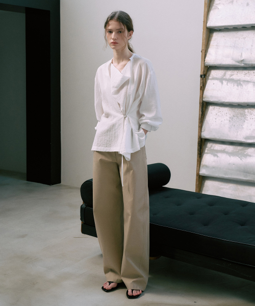 Drape Belted Shirt[LMBFSPSH318]-3color