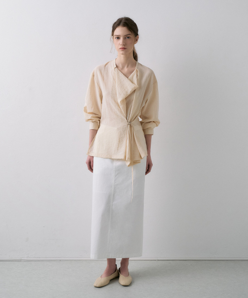 Drape Belted Shirt[LMBFSPSH318]-3color
