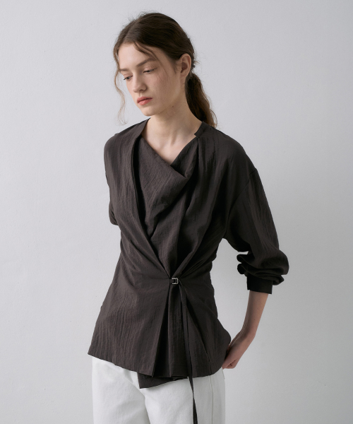 Drape Belted Shirt[LMBFSPSH318]-3color