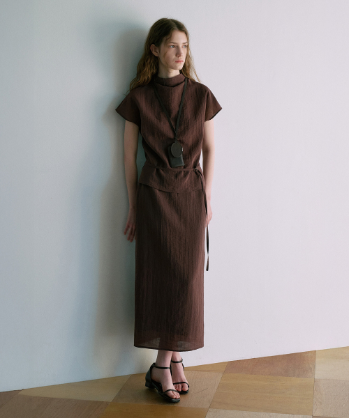 Linkle High-Neck Cap Sleeve Blouse[LMBFSPSH322]-2color