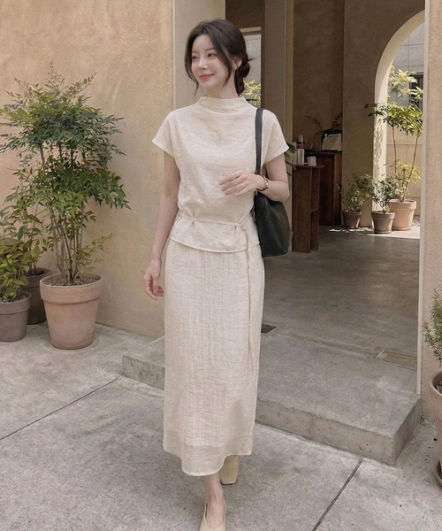 Linkle High-Neck Cap Sleeve Blouse[LMBFSPSH322]-2color