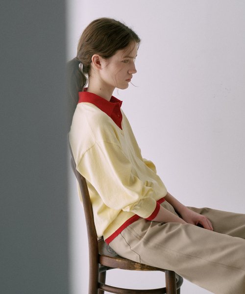 V-Neck Collar Layered Knit[LMBFSPKN304]-3color