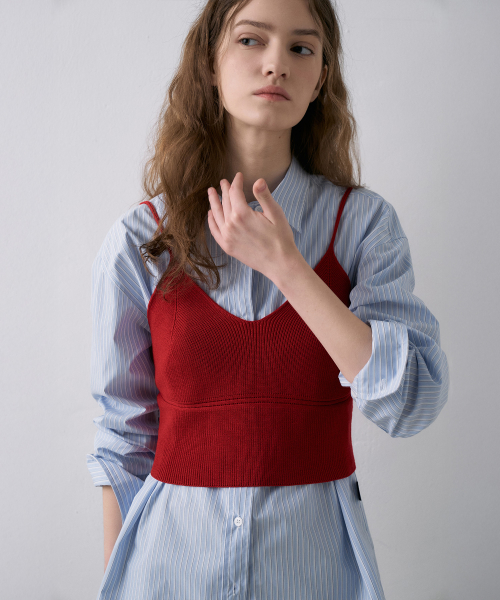 V-Neck Crop Bustier Knit[LMBFSPKN305]-3color