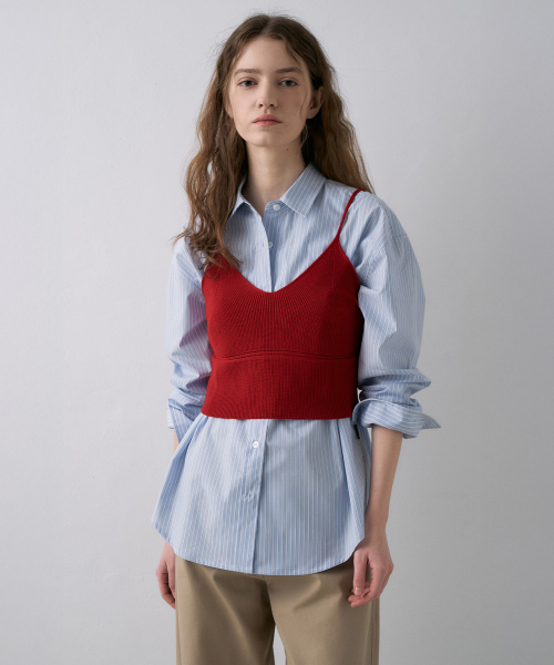 V-Neck Crop Bustier Knit[LMBFSPKN305]-3color