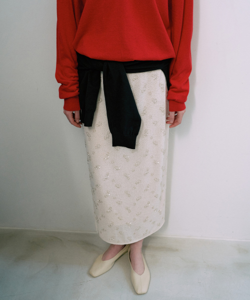 Beads H-Line Maxi Skirt[LMBFSPSK412]-Nude Cream
