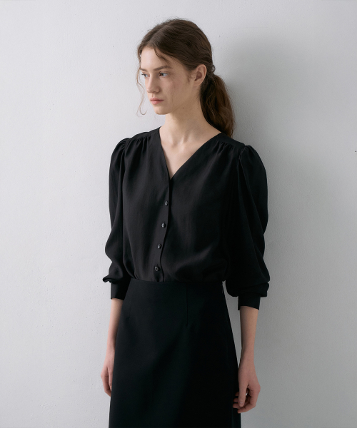 Tie V-Neck Dress[LMBFSPDR808]-Black