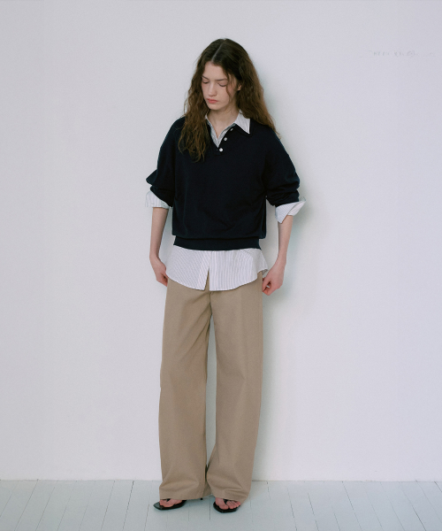 Natural Curved Cotton Pants[LMBFSPPT505]-2color