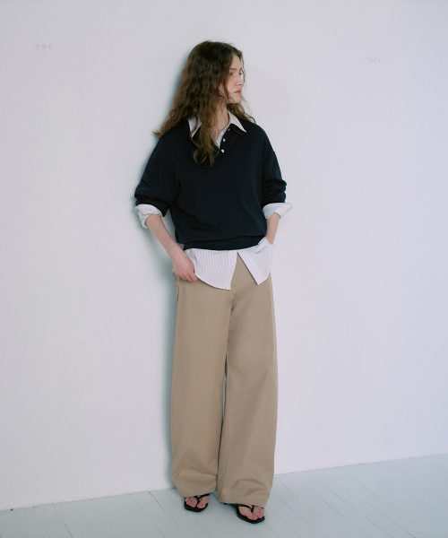 Natural Curved Cotton Pants[LMBFSPPT505]-2color