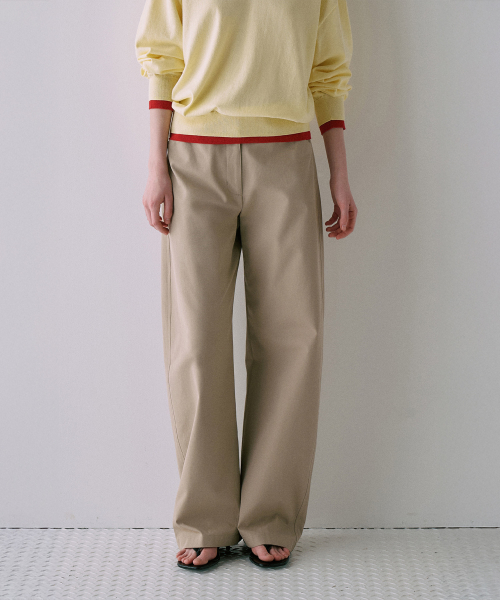 Natural Curved Cotton Pants[LMBFSPPT505]-2color
