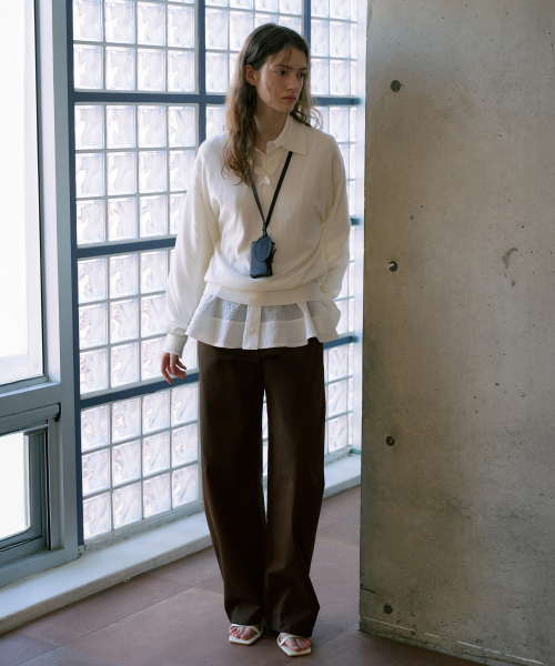 Natural Curved Cotton Pants[LMBFSPPT505]-2color