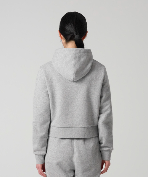 여성 NYC 크롭 후드 티셔츠 Grey
