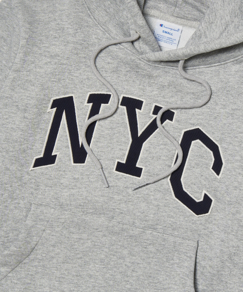여성 NYC 크롭 후드 티셔츠 Grey