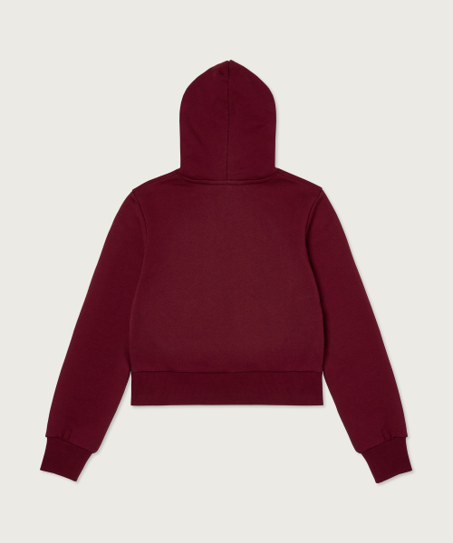 여성 NYC 크롭 후드 티셔츠 Burgundy