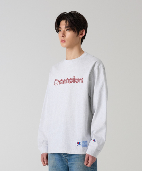 트랙 로고 루즈핏 조그택 롱슬리브 티셔츠 Light Grey