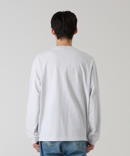 트랙 로고 루즈핏 조그택 롱슬리브 티셔츠 Light Grey