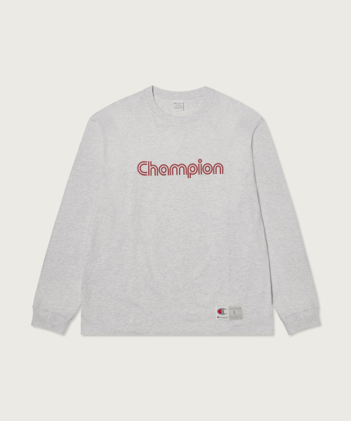 트랙 로고 루즈핏 조그택 롱슬리브 티셔츠 Light Grey
