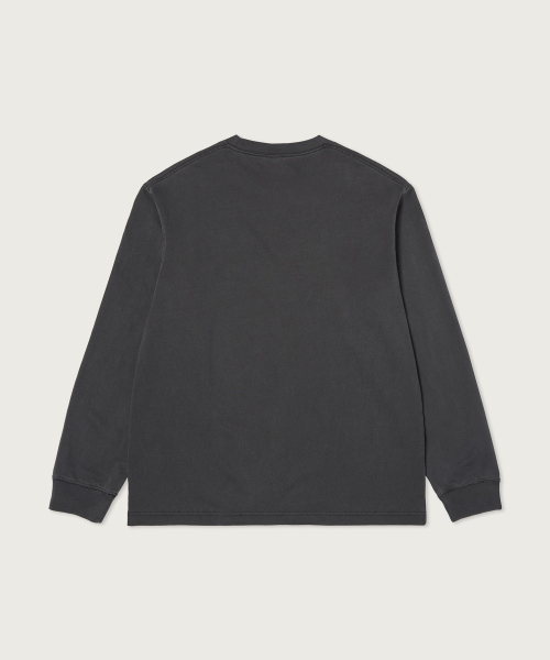 트랙 로고 루즈핏 가먼트다잉 롱슬리브 티셔츠 Charcoal