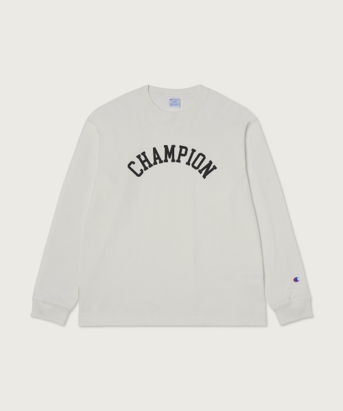 아치 로고 루즈핏 롱슬리브 티셔츠 White