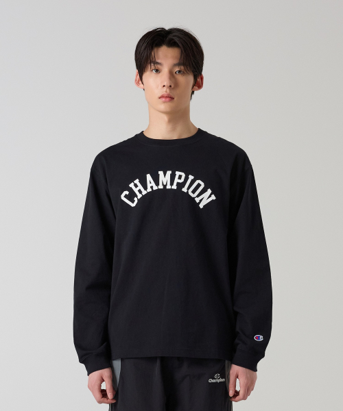 아치 로고 루즈핏 롱슬리브 티셔츠 Black