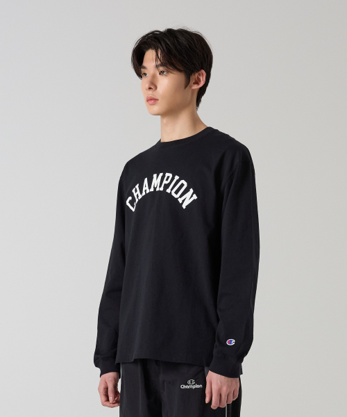 아치 로고 루즈핏 롱슬리브 티셔츠 Black