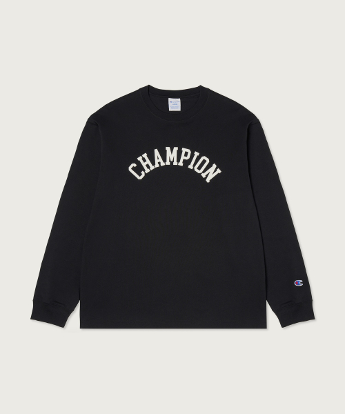 아치 로고 루즈핏 롱슬리브 티셔츠 Black