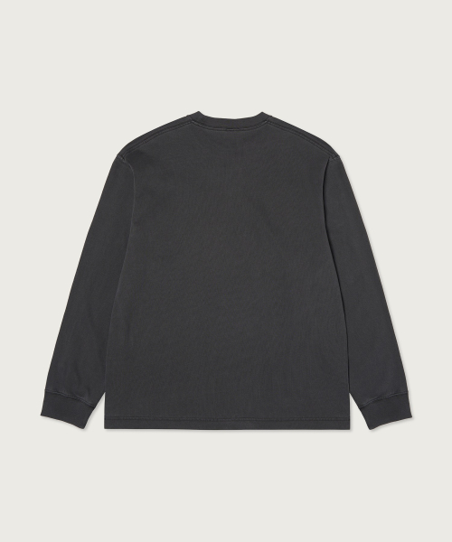 아치 로고 루즈핏 가먼트다잉 롱슬리브 티셔츠 Charcoal