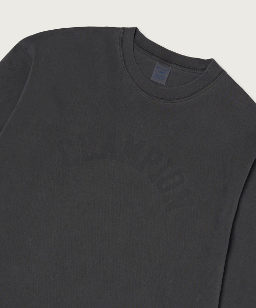 아치 로고 루즈핏 가먼트다잉 롱슬리브 티셔츠 Charcoal