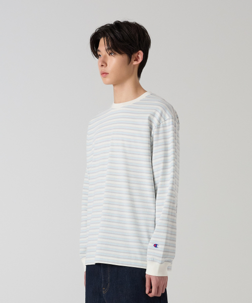 루즈핏 스트라이프 롱슬리브 티셔츠 Ecru