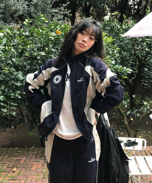 트랙 로고 프로 컬러블록 트랙자켓 Navy